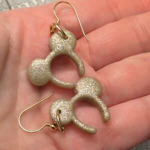 Handmade Gold Glitter Mickey Ear Earrings